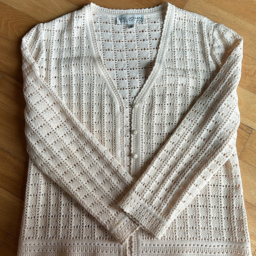 St. John Crochet Knit Cardigan Sweater